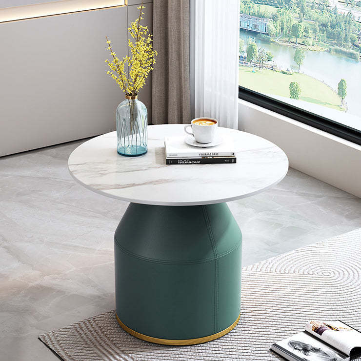 Nordic Sintered Stone Leather Wood Coffee Table — Black / Blue