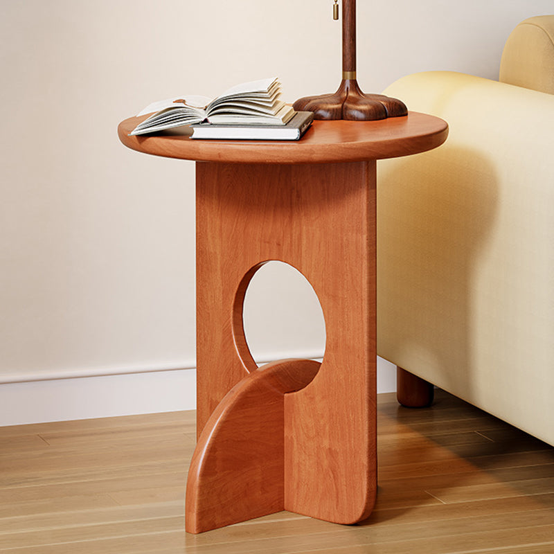 Nordic Round Oak Solid Wood Side Table — Wood Color