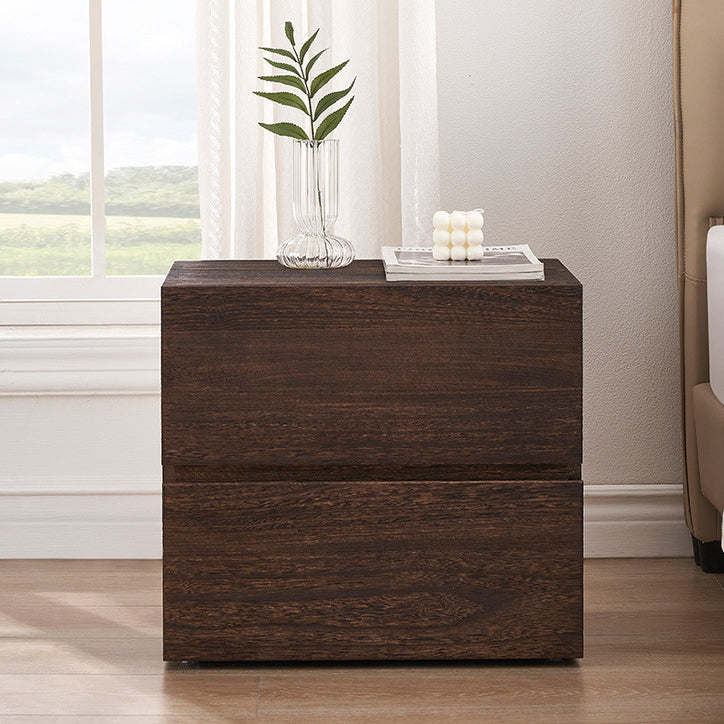 Retro Paulownia Wood Nightstand 2-Drawer