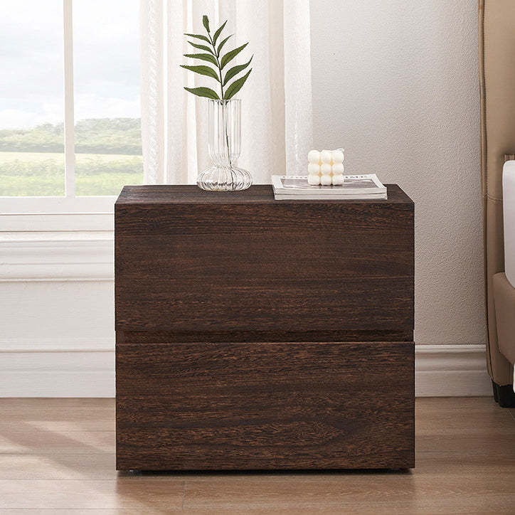 Retro Paulownia Wood Nightstand 2-Drawer