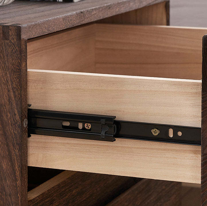 Retro Paulownia Wood Nightstand 2-Drawer