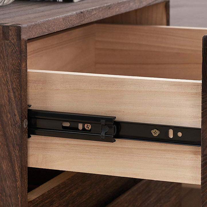 Retro Paulownia Wood Nightstand 2-Drawer