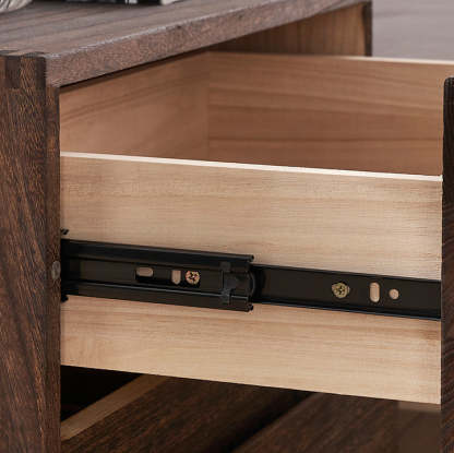 Retro Paulownia Wood Nightstand 2-Drawer