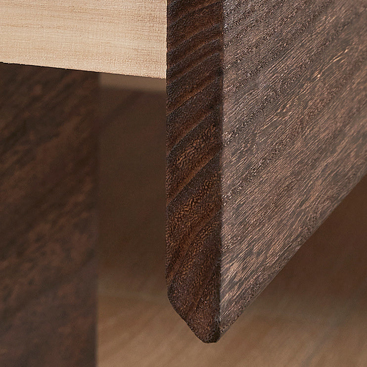 Retro Paulownia Wood Nightstand 2-Drawer