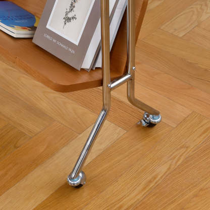 Modern Cherry Wood Stainless Steel Side Table 2-Tier