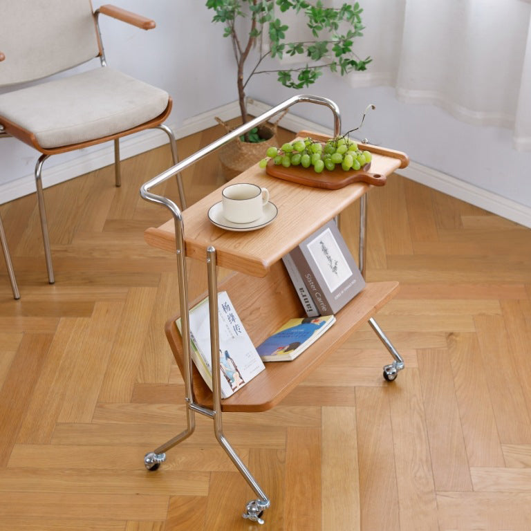Wood minimalist stainless cherry side tables