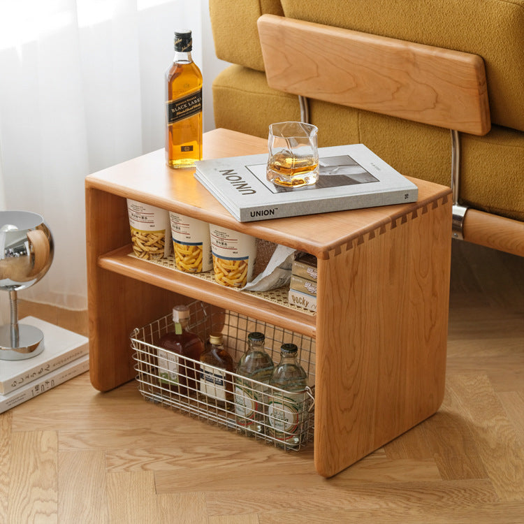 Lighom nordic 2-tier cherry wood end & side tables