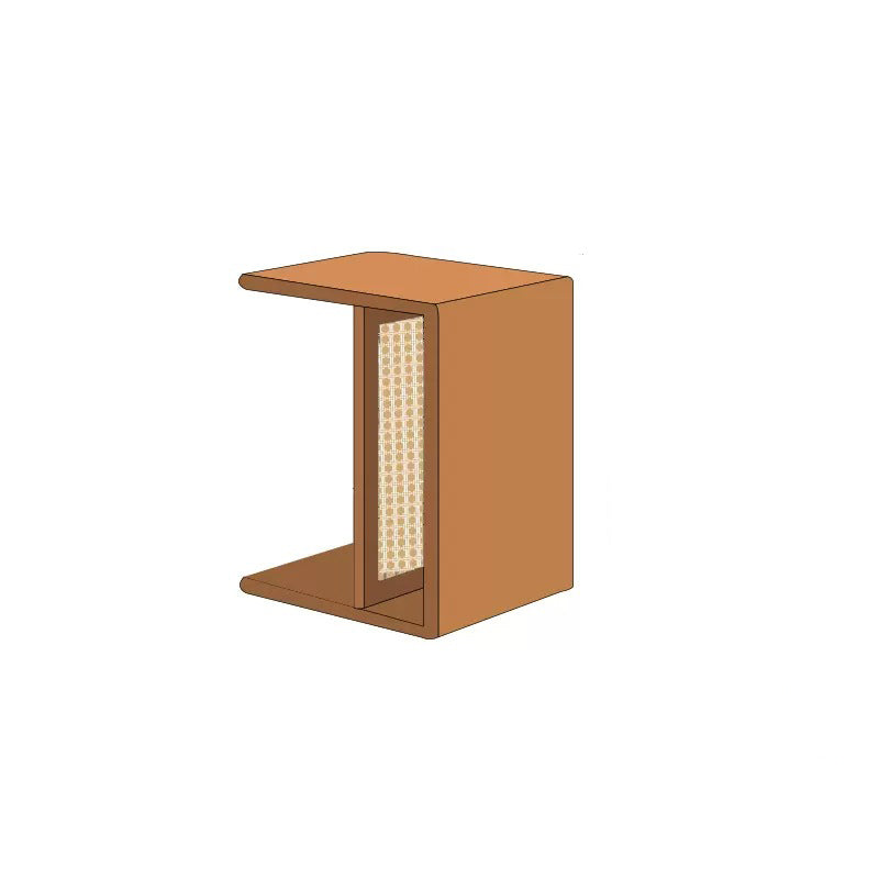 Nordic Cherry Wood Rattan 2-Tier Side Table