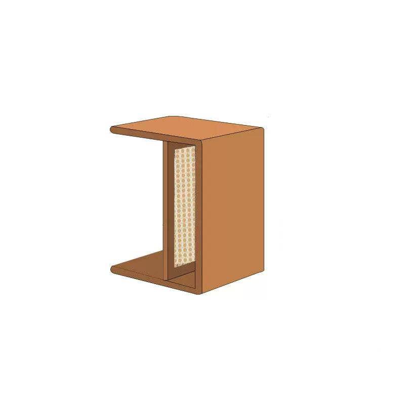 Nordic Cherry Wood Rattan 2-Tier Side Table