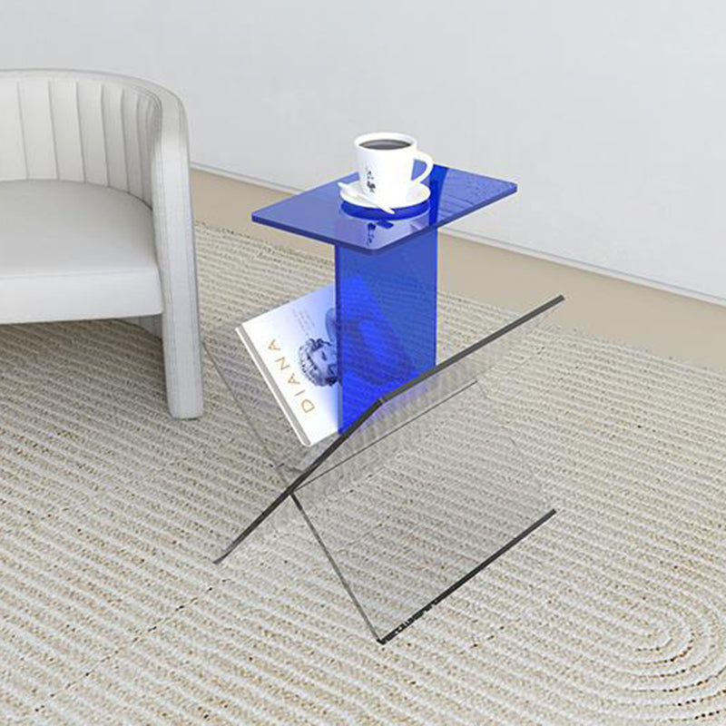 Art Deco Acrylic Geometric 2-Tier Side Table