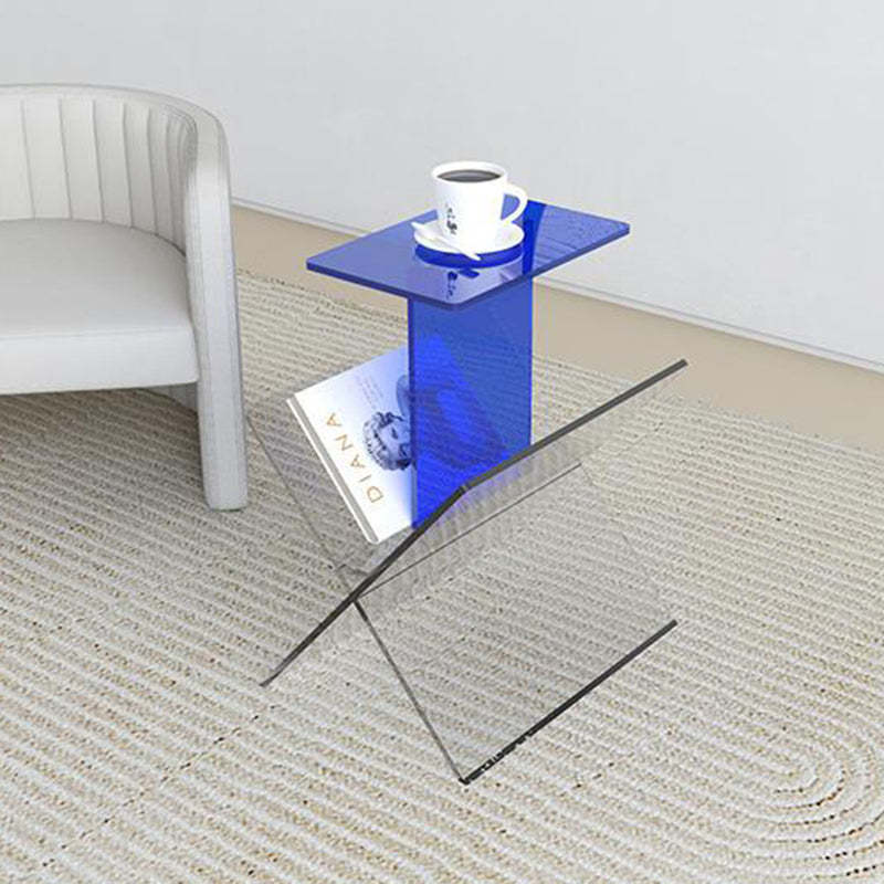 Art Deco Acrylic Geometric 2-Tier Side Table