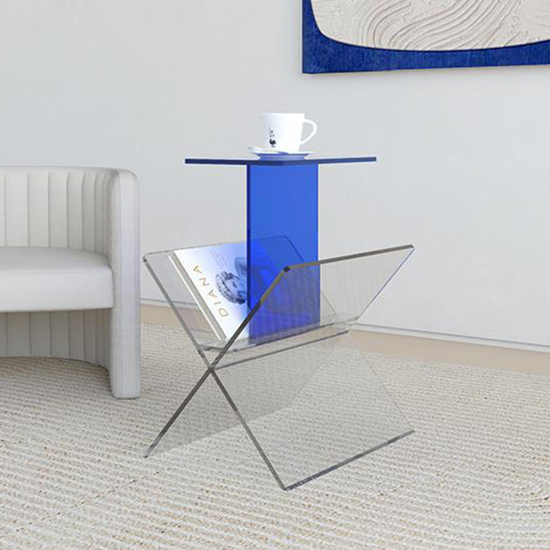 Art Deco Acrylic Geometric 2-Tier Side Table