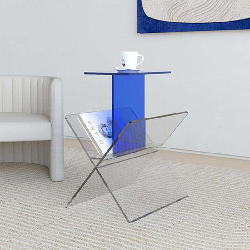 Art Deco Acrylic Geometric 2-Tier Side Table