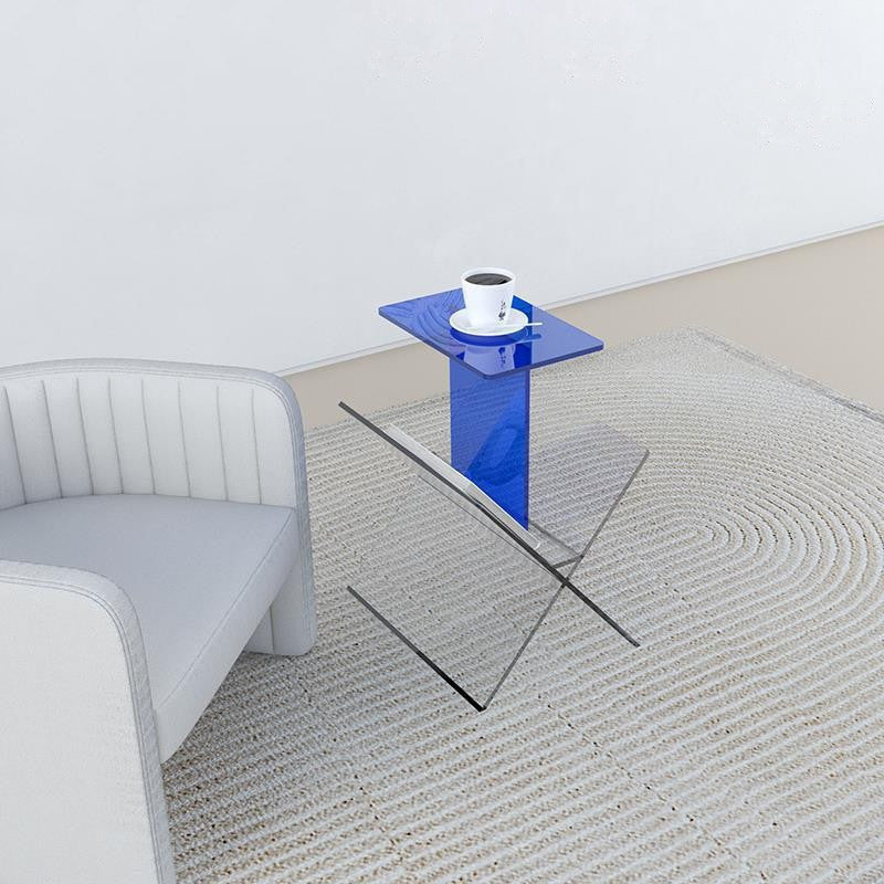 Art Deco Acrylic Geometric 2-Tier Side Table