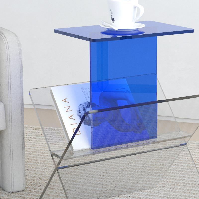 Art Deco Acrylic Geometric 2-Tier Side Table