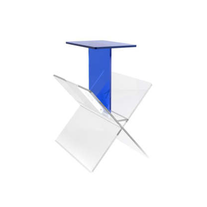 Art Deco Acrylic Geometric 2-Tier Side Table