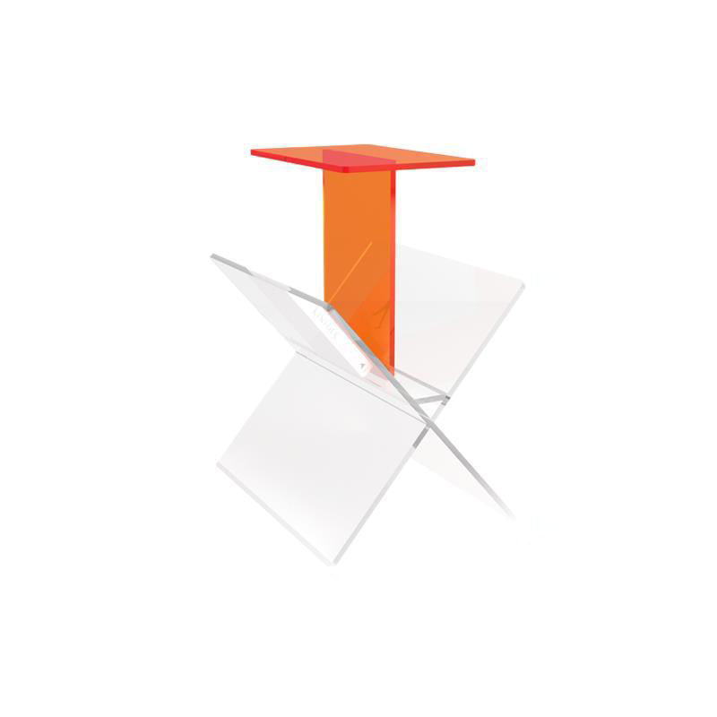 Art Deco Acrylic Geometric 2-Tier Side Table