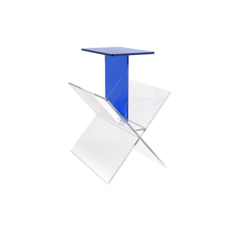 Art Deco Acrylic Geometric 2-Tier Side Table