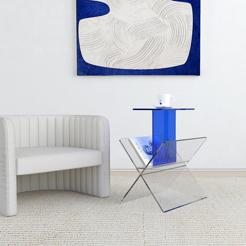 Art Deco Acrylic Geometric 2-Tier Side Table
