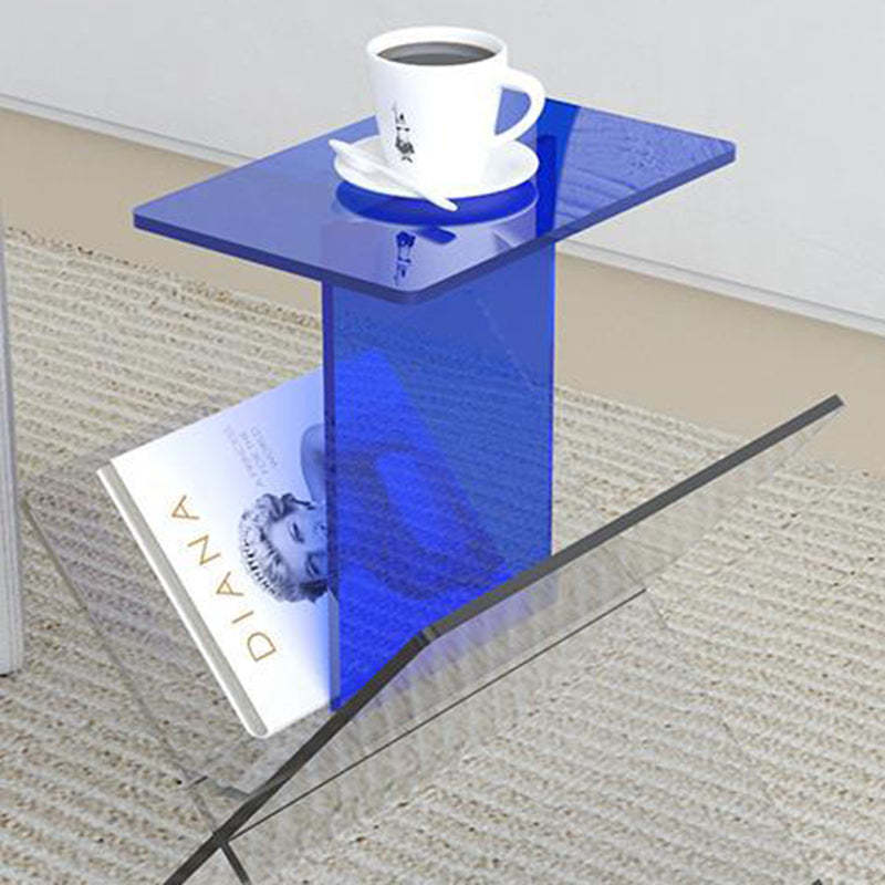 Art Deco Acrylic Geometric 2-Tier Side Table