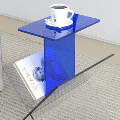 Art Deco Acrylic Geometric 2-Tier Side Table