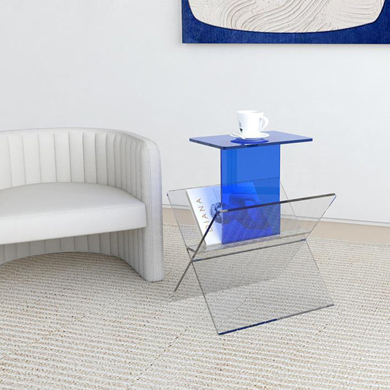 Art Deco Acrylic Geometric 2-Tier Side Table