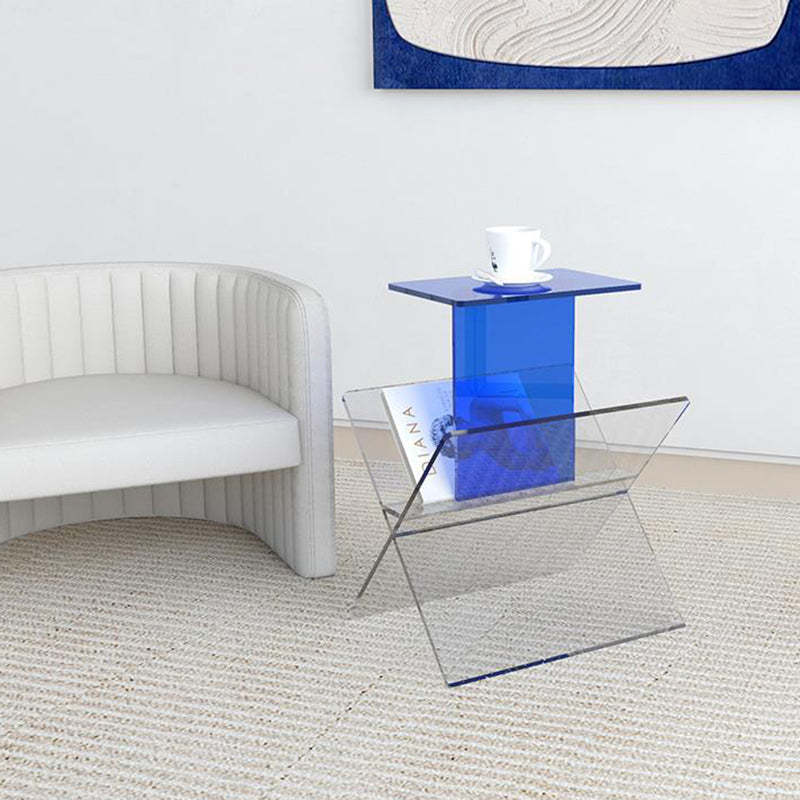 Art Deco Acrylic Geometric 2-Tier Side Table