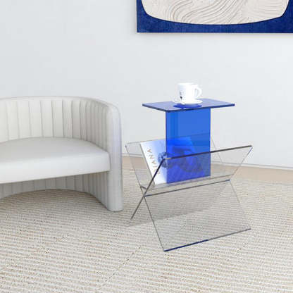 Art Deco Acrylic Geometric 2-Tier Side Table
