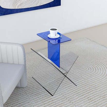 Art Deco Acrylic Geometric 2-Tier Side Table