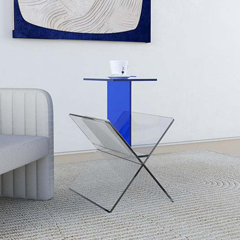 Art Deco Acrylic Geometric 2-Tier Side Table