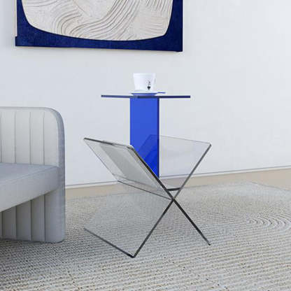 Art Deco Acrylic Geometric 2-Tier Side Table