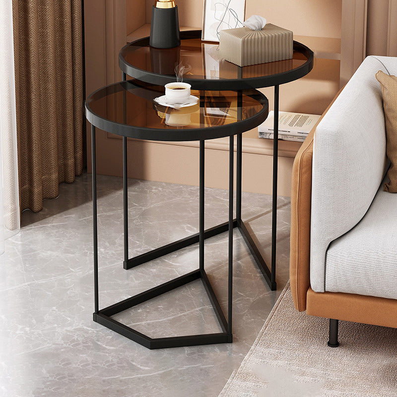Nordic Round Iron Glass Side Table