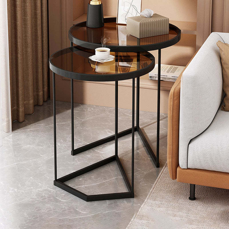 Nordic Round Iron Glass Side Table