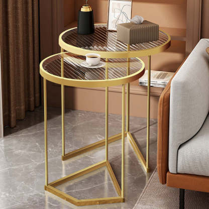 Nordic Round Iron Glass Side Table