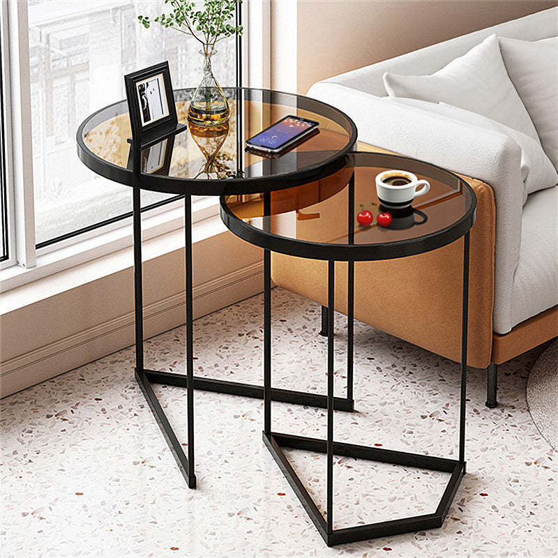 Nordic Round Iron Glass Side Table — Chang Hong Glass - White Frame