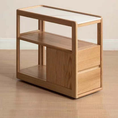 Modern Rock Board Red Oak 2-Drawer Side Table