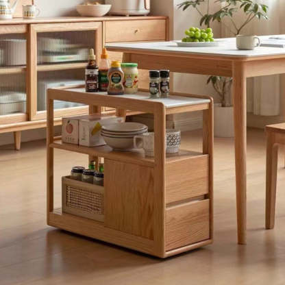 Modern Rock Board Red Oak 2-Drawer Side Table
