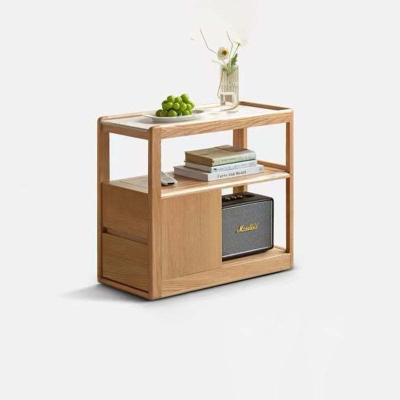 Modern Rock Board Red Oak 2-Drawer Side Table