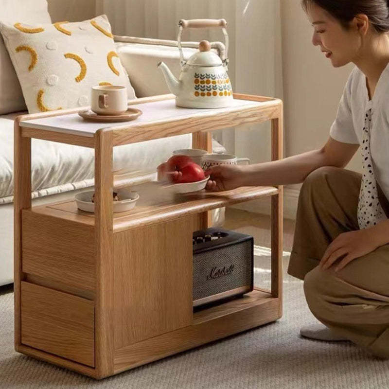 Modern Rock Board Red Oak 2-Drawer Side Table