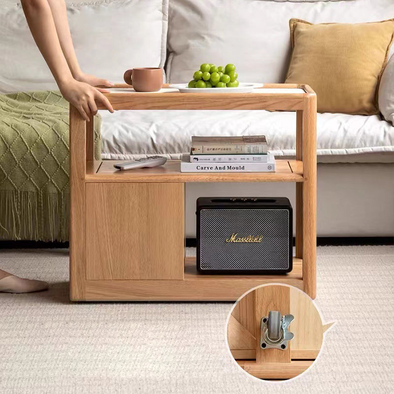 Modern Rock Board Red Oak 2-Drawer Side Table