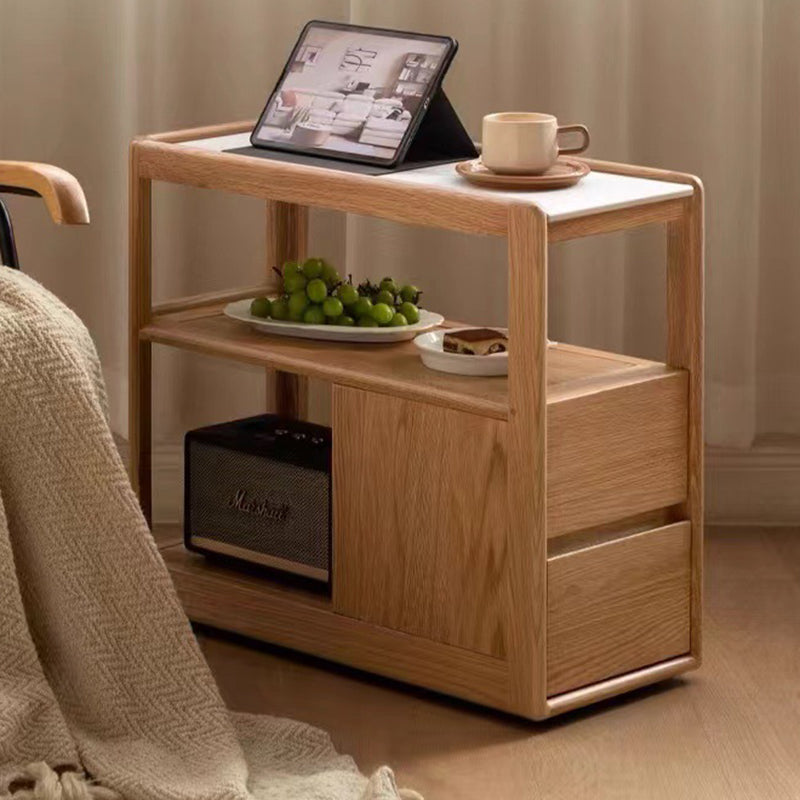 Modern Rock Board Red Oak 2-Drawer Side Table