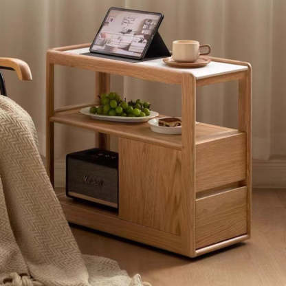 Modern Rock Board Red Oak 2-Drawer Side Table