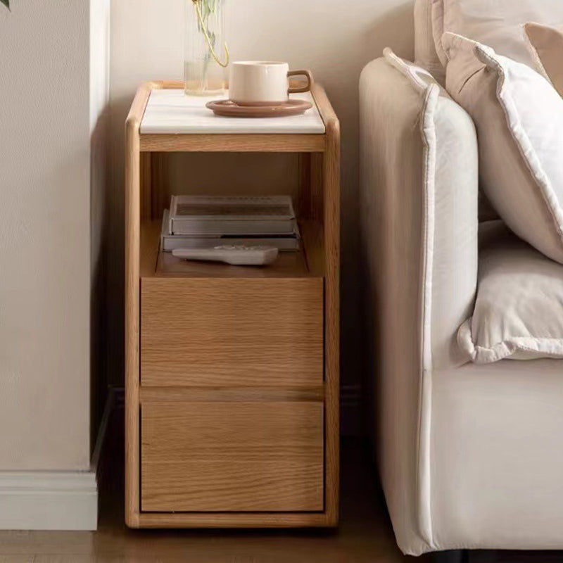 Modern Rock Board Red Oak 2-Drawer Side Table