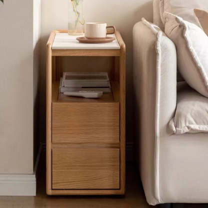 Modern Rock Board Red Oak 2-Drawer Side Table
