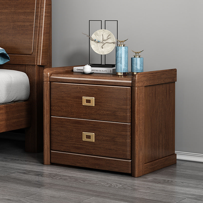 Lighom traditional 2-drawer brass wood nightstands