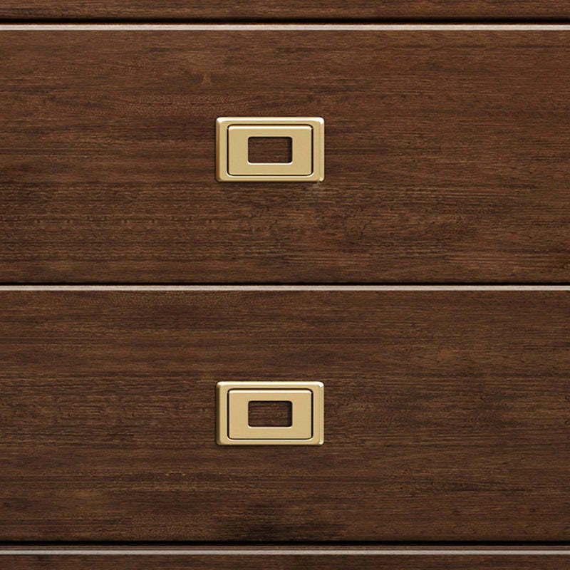 Chinese Brass Walnut Nightstand 2-Drawer