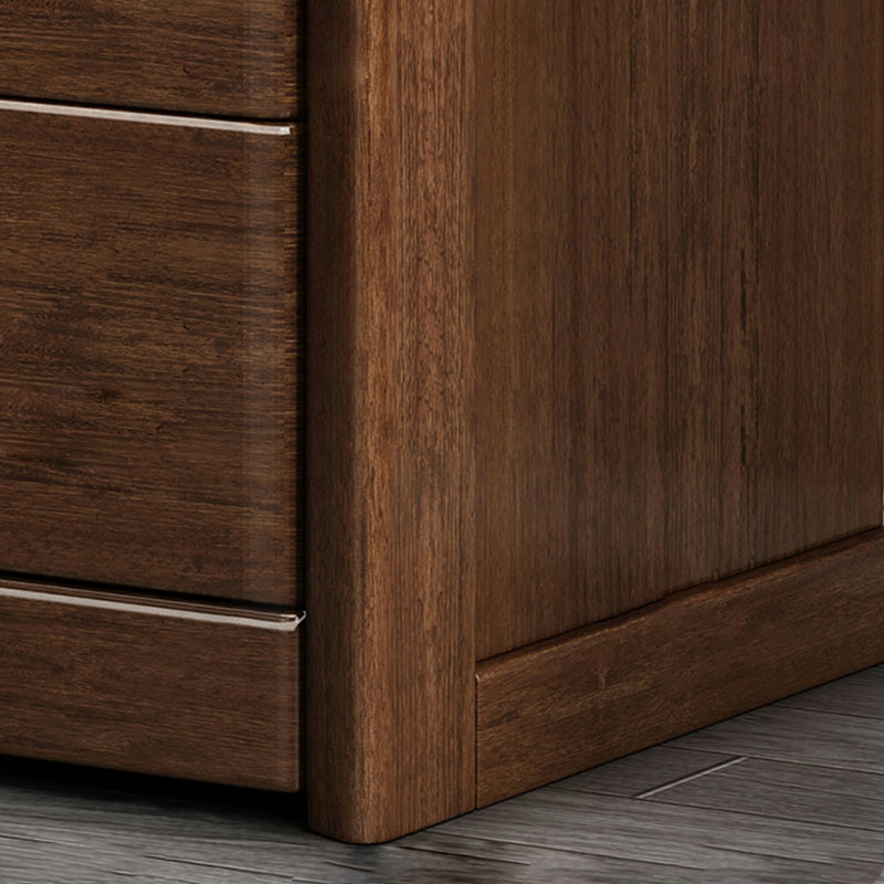 Chinese Brass Walnut Nightstand 2-Drawer