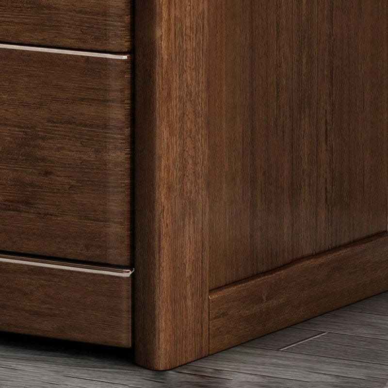 Chinese Brass Walnut Nightstand 2-Drawer
