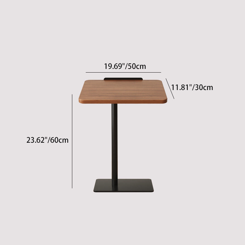 Modern Reversible Walnut Steel Side Table — Tall / Black