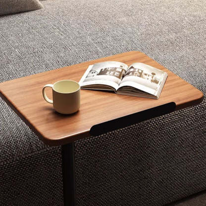 Modern Reversible Walnut Steel Side Table